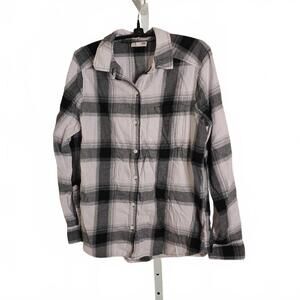 Button-Up Plaid Shirt - 100% Cotton